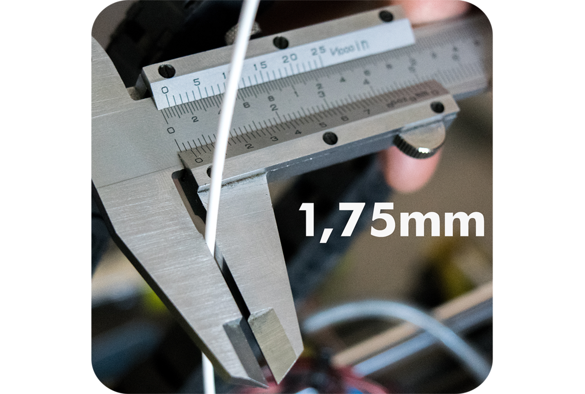 El grosor de los filamentos PLA de Print3x es de 1.75 mm printex printec print3c