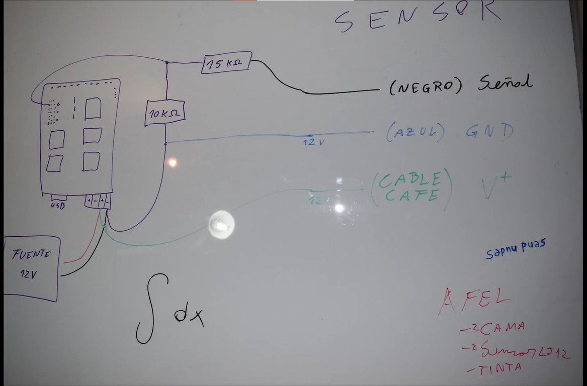 Diagrama de conexión del sensor inductivo print3x printex printec print3c
